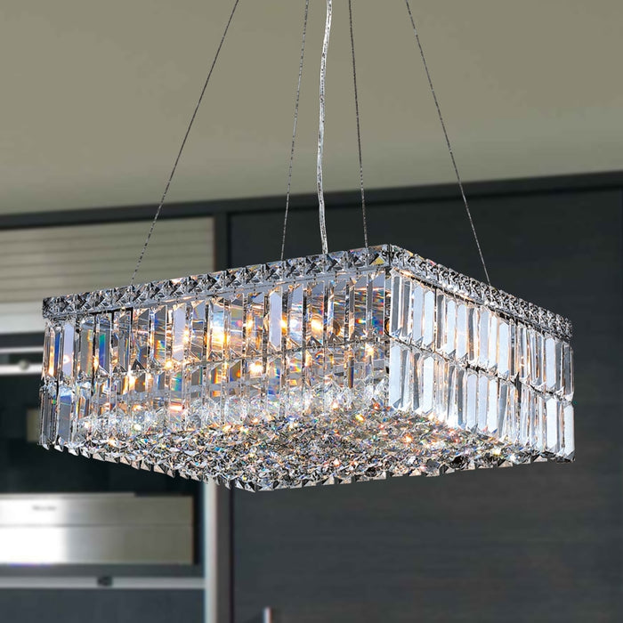 Cascade Polished Chrome Clear Crystal 12 Light Chandelier - Chandeliers