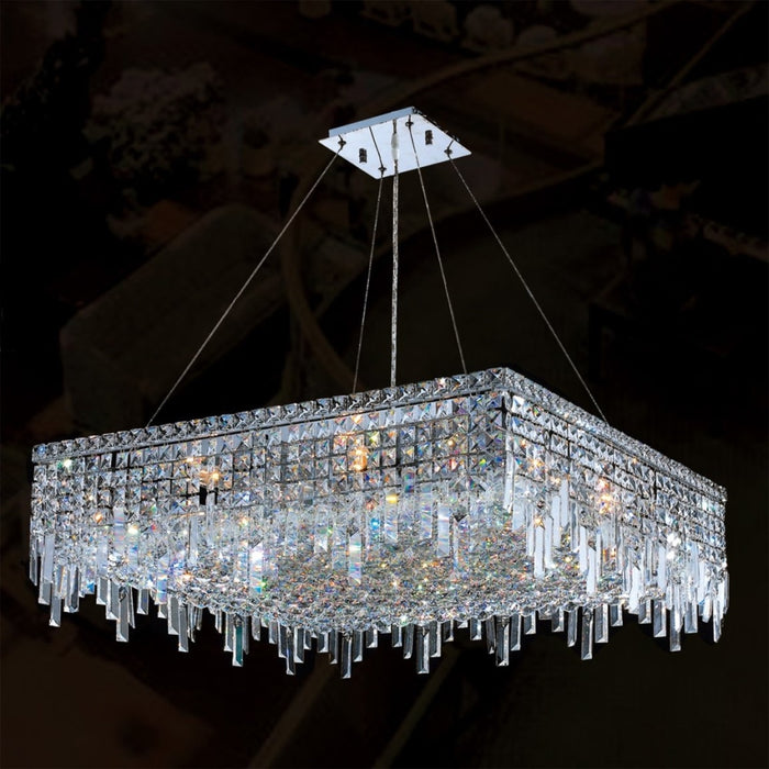 Cascade Polished Chrome Clear Crystal 12 Light Chandelier - Chandeliers
