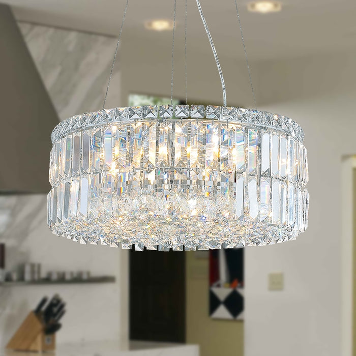 Cascade Polished Chrome Clear Crystal 12 Light Chandelier - Chandeliers
