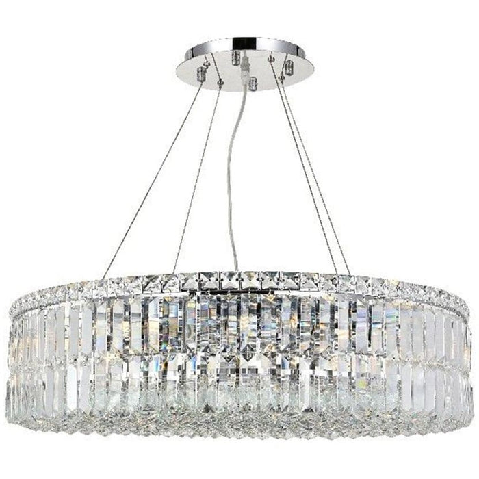 Cascade Polished Chrome Clear Crystal 12 Light Chandelier - Chandeliers