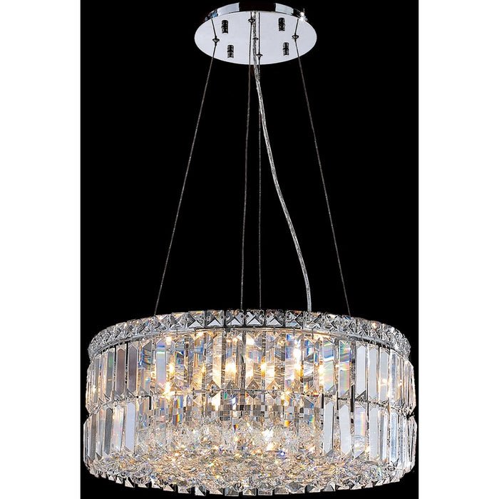 Cascade Polished Chrome Clear Crystal 12 Light Chandelier - Chandeliers