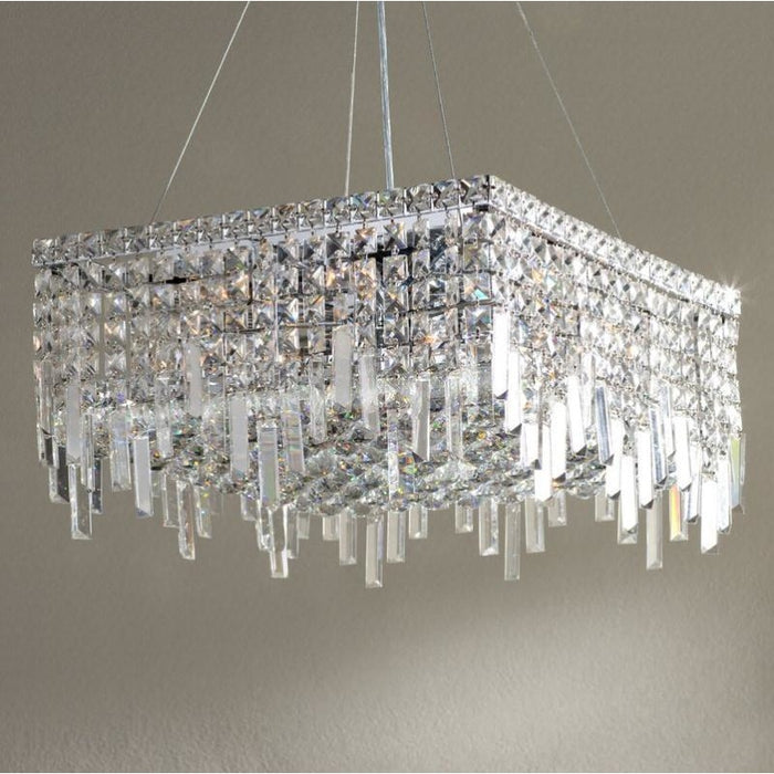Cascade Polished Chrome Clear Crystal 12 Light Chandelier - Chandeliers