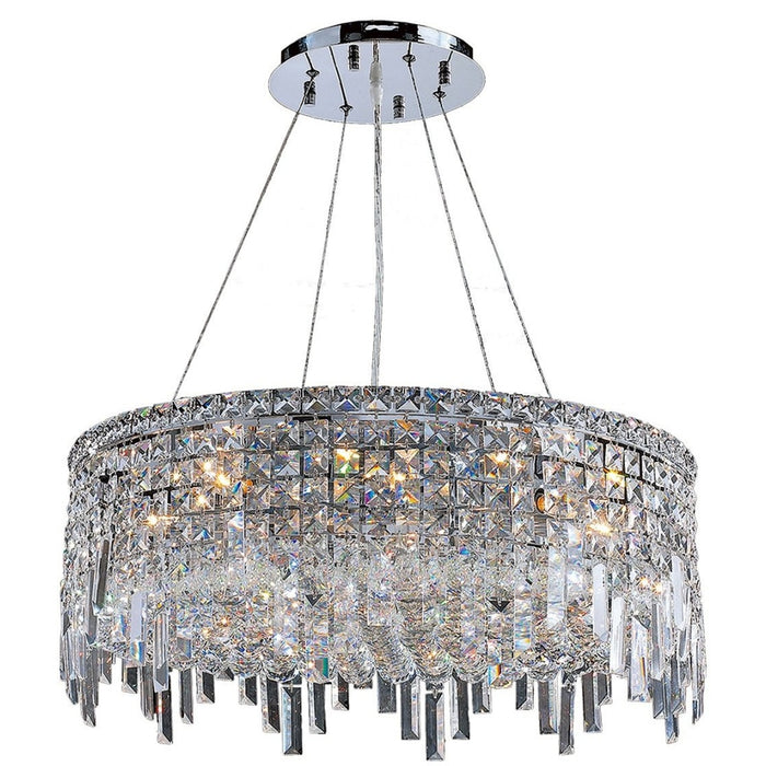 Cascade Polished Chrome Clear Crystal 12 Light Chandelier - Chandeliers