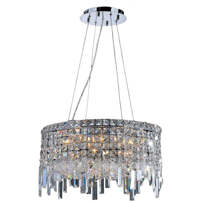 Cascade Polished Chrome Clear Crystal 12 Light Chandelier - Chandeliers