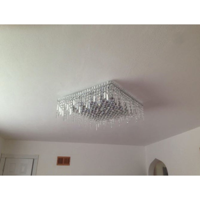 Cascade Polished Chrome Clear Crystal 13 Light Flushmount - Flushmounts