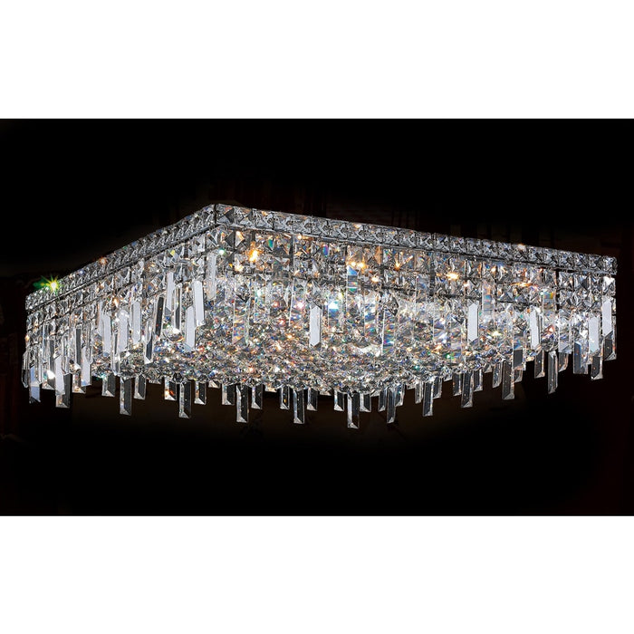 Cascade Polished Chrome Clear Crystal 13 Light Flushmount - Flushmounts