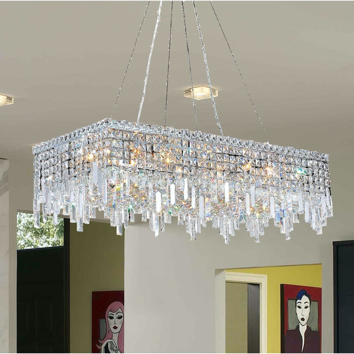 Cascade Polished Chrome Clear Crystal 16 Light Chandelier - Chandeliers