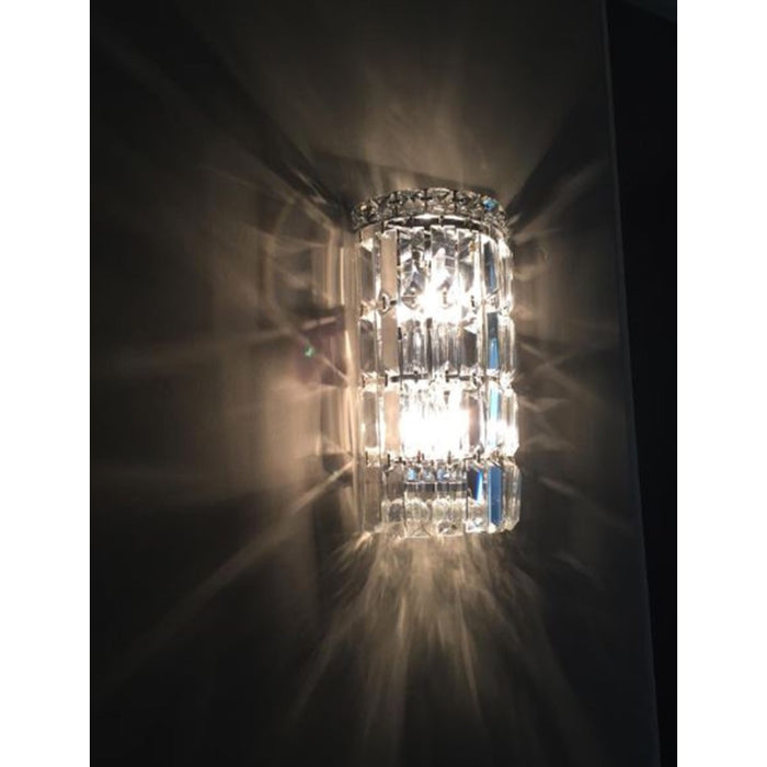 Cascade Polished Chrome Clear Crystal 2 Light Wall Sconce - Wall Sconces