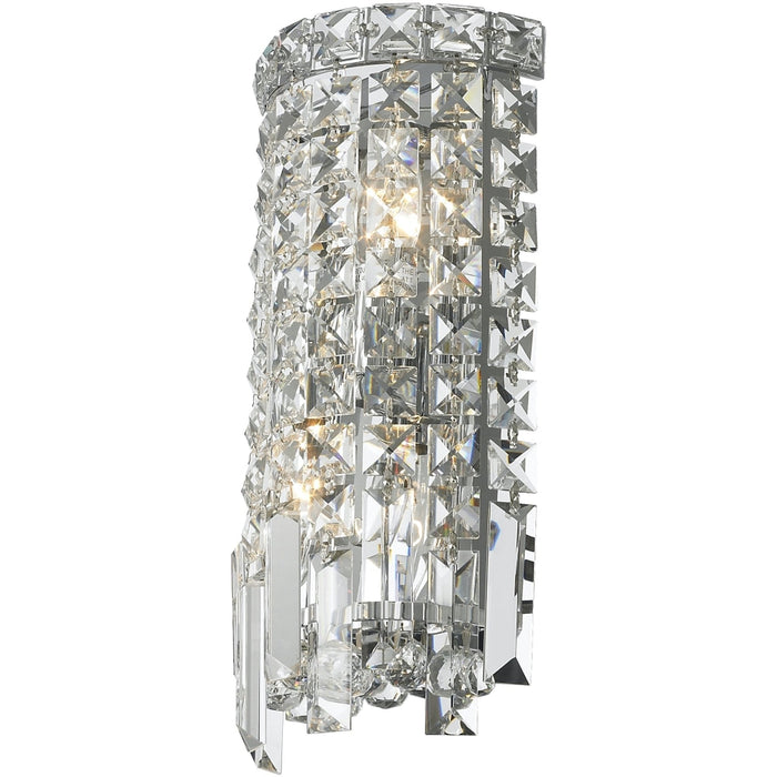 Cascade Polished Chrome Clear Crystal 2 Light Wall Sconce - Wall Sconces