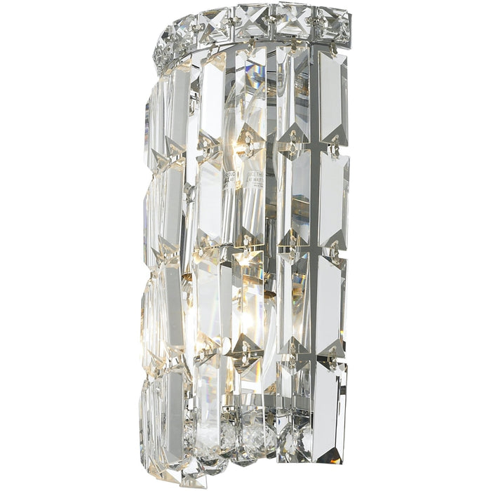 Cascade Polished Chrome Clear Crystal 2 Light Wall Sconce - Wall Sconces