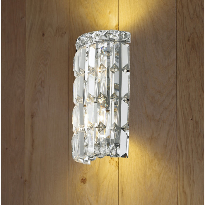 Cascade Polished Chrome Clear Crystal 2 Light Wall Sconce - Wall Sconces