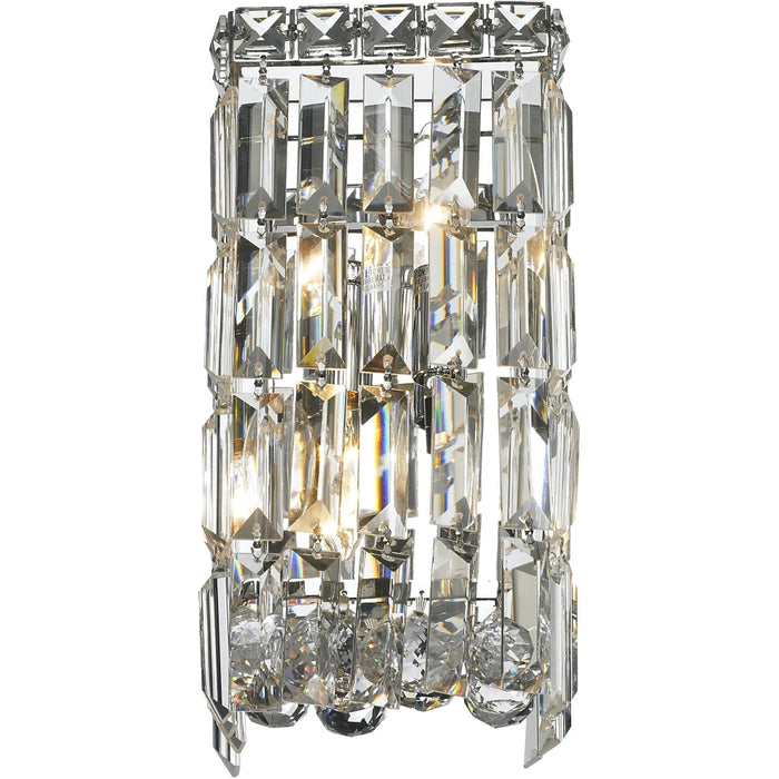 Cascade Polished Chrome Clear Crystal 2 Light Wall Sconce - Wall Sconces