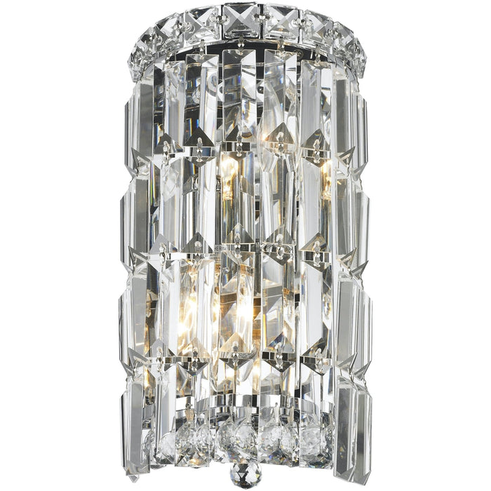 Cascade Polished Chrome Clear Crystal 2 Light Wall Sconce - Wall Sconces