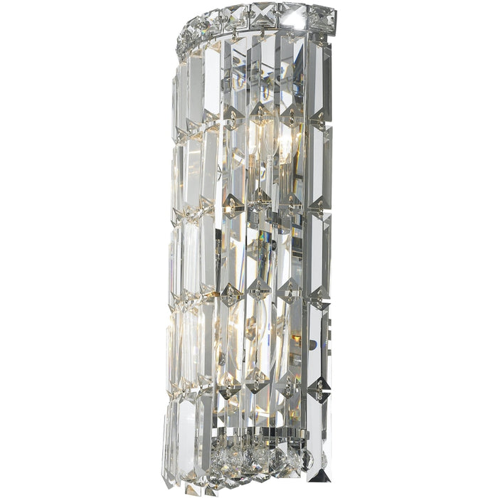 Cascade Polished Chrome Clear Crystal 2 Light Wall Sconce - Wall Sconces