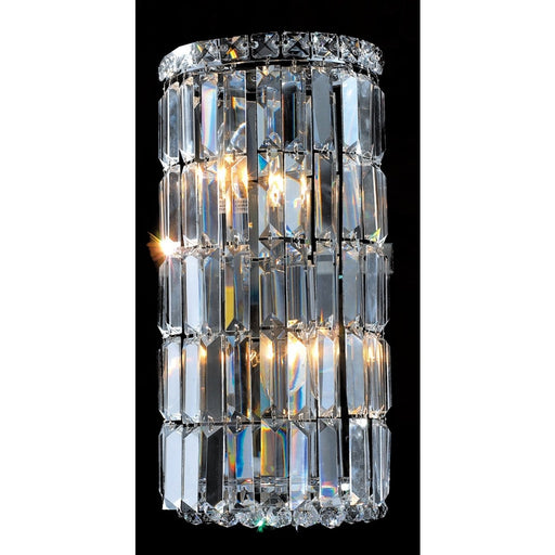 Cascade Polished Chrome Clear Crystal 2 Light Wall Sconce - Wall Sconces