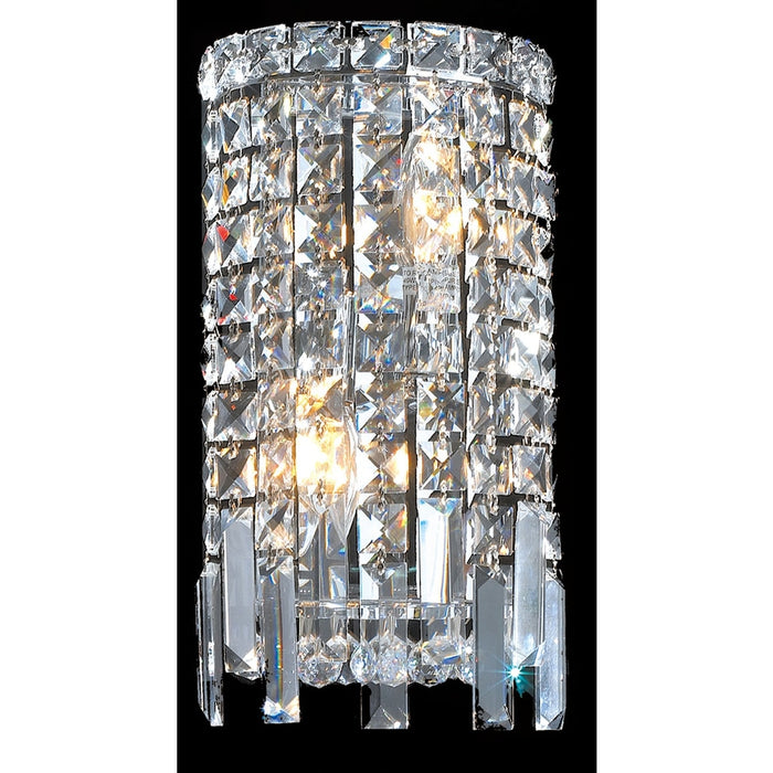 Cascade Polished Chrome Clear Crystal 2 Light Wall Sconce - Wall Sconces