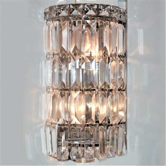 Cascade Polished Chrome Clear Crystal 2 Light Wall Sconce - Wall Sconces