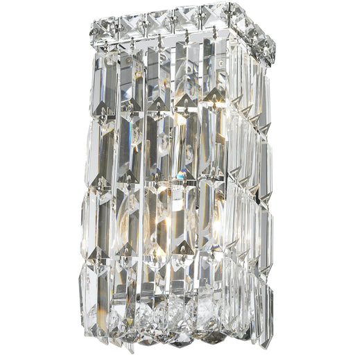 Cascade Polished Chrome Clear Crystal 2 Light Wall Sconce - Wall Sconces