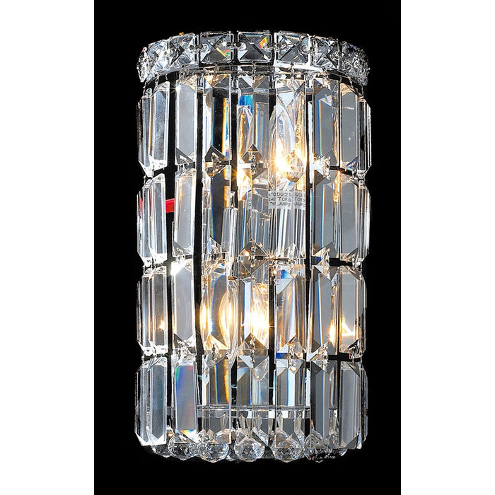 Cascade Polished Chrome Clear Crystal 2 Light Wall Sconce - Wall Sconces