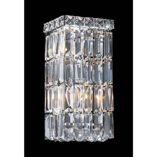 Cascade Polished Chrome Clear Crystal 2 Light Wall Sconce - Wall Sconces