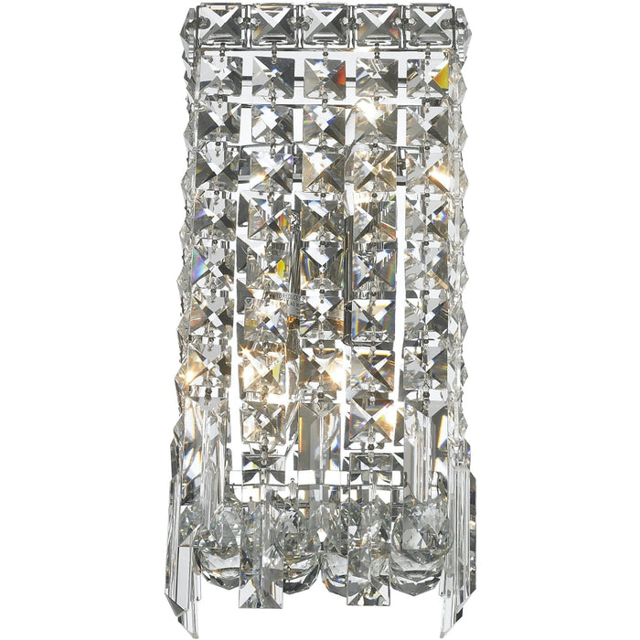 Cascade Polished Chrome Clear Crystal 2 Light Wall Sconce - Wall Sconces