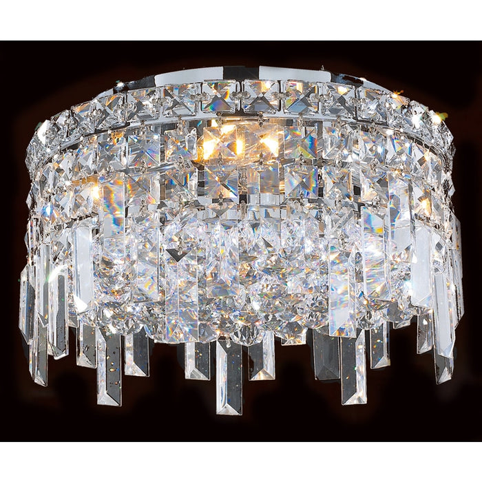 Cascade Polished Chrome Clear Crystal 4 Light Flushmount - Flushmounts