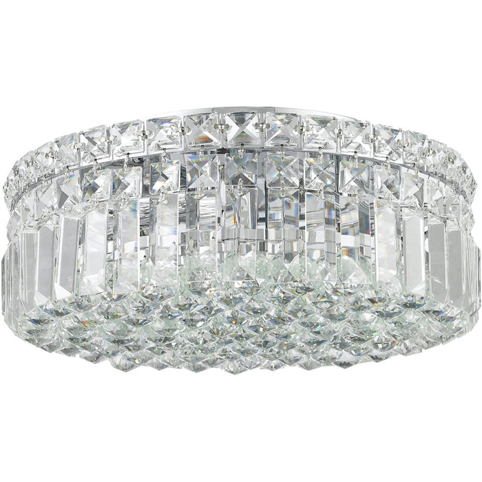Cascade Polished Chrome Clear Crystal 4 Light Flushmount - Flushmounts