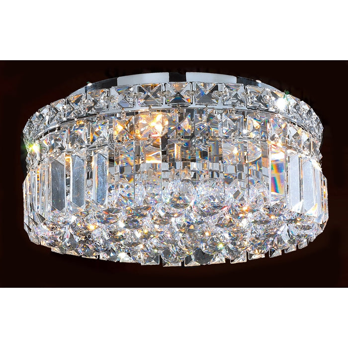 Cascade Polished Chrome Clear Crystal 4 Light Flushmount - Flushmounts