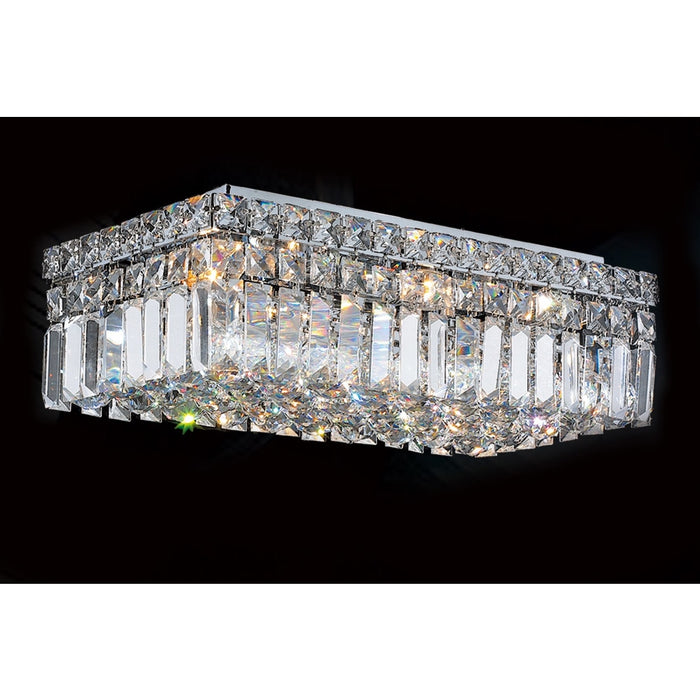 Cascade Polished Chrome Clear Crystal 4 Light Flushmount - Flushmounts