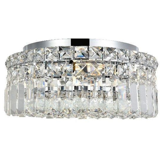 Cascade Polished Chrome Clear Crystal 4 Light Flushmount - Flushmounts