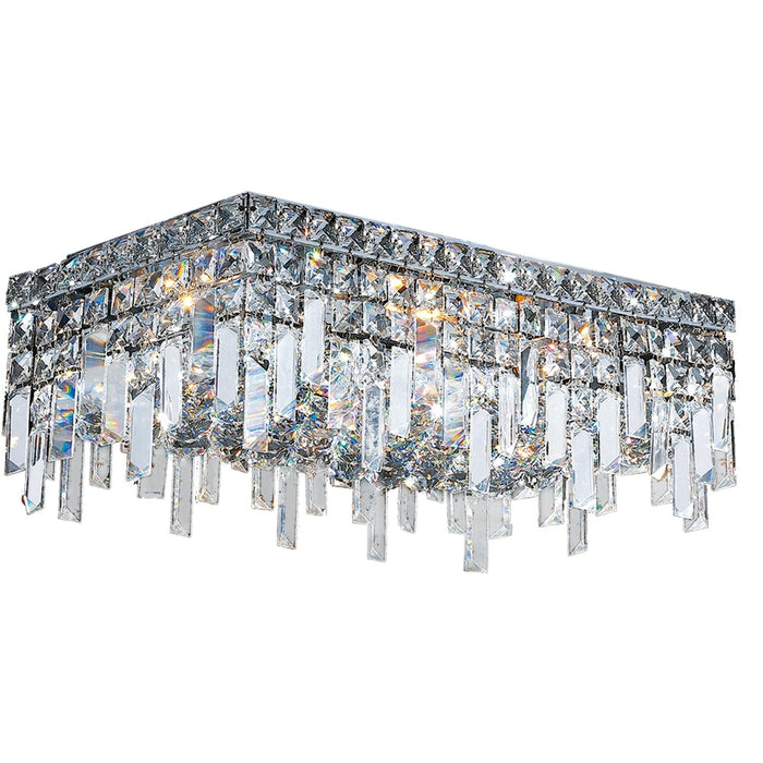 Cascade Polished Chrome Clear Crystal 4 Light Flushmount - Flushmounts