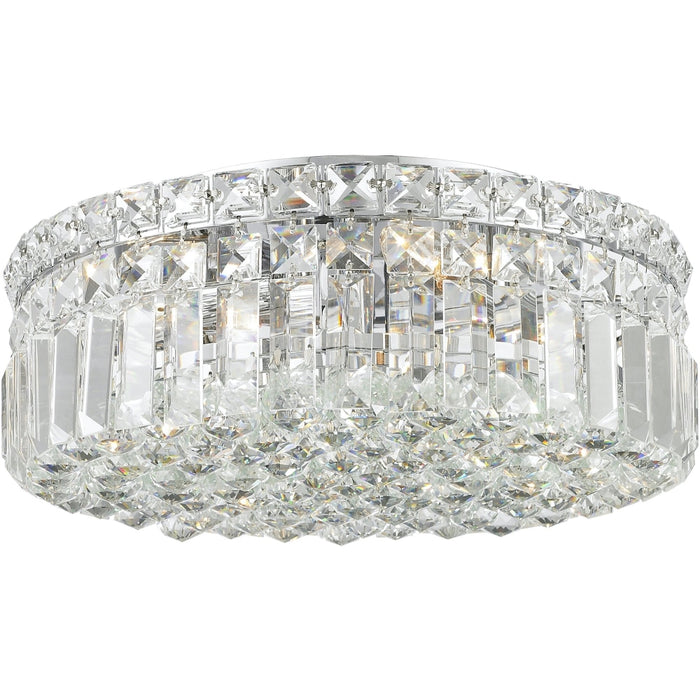 Cascade Polished Chrome Clear Crystal 4 Light Flushmount - Flushmounts