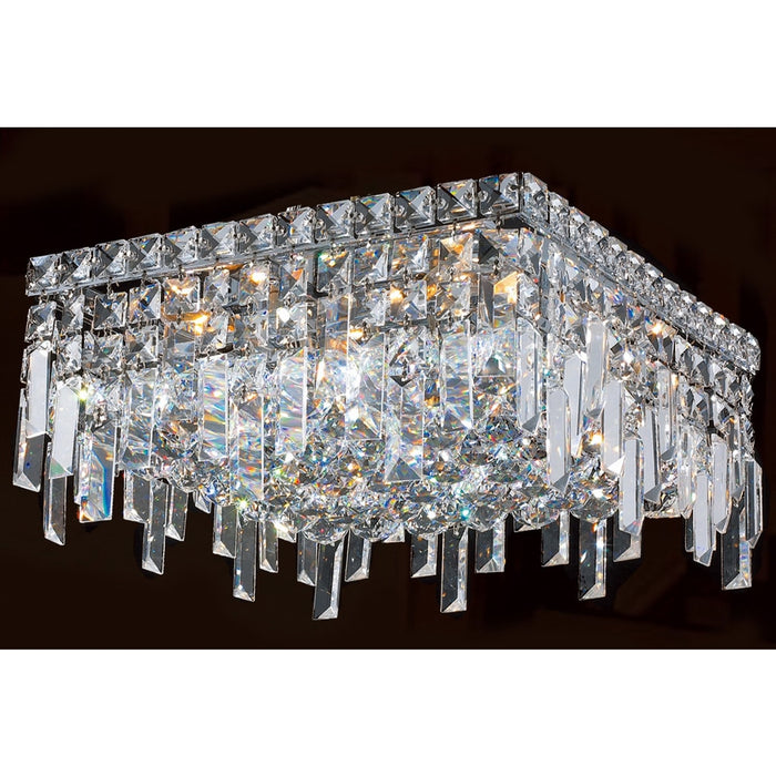 Cascade Polished Chrome Clear Crystal 4 Light Flushmount - Flushmounts