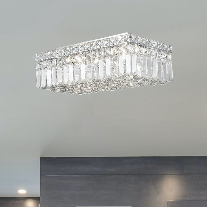 Cascade Polished Chrome Clear Crystal 4 Light Flushmount - Flushmounts