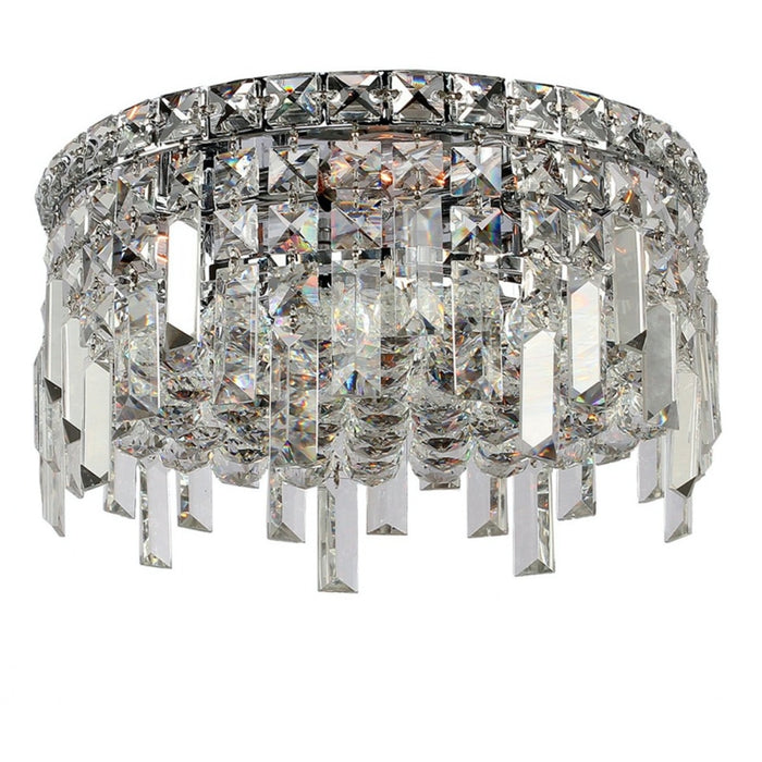 Cascade Polished Chrome Clear Crystal 4 Light Flushmount - Flushmounts