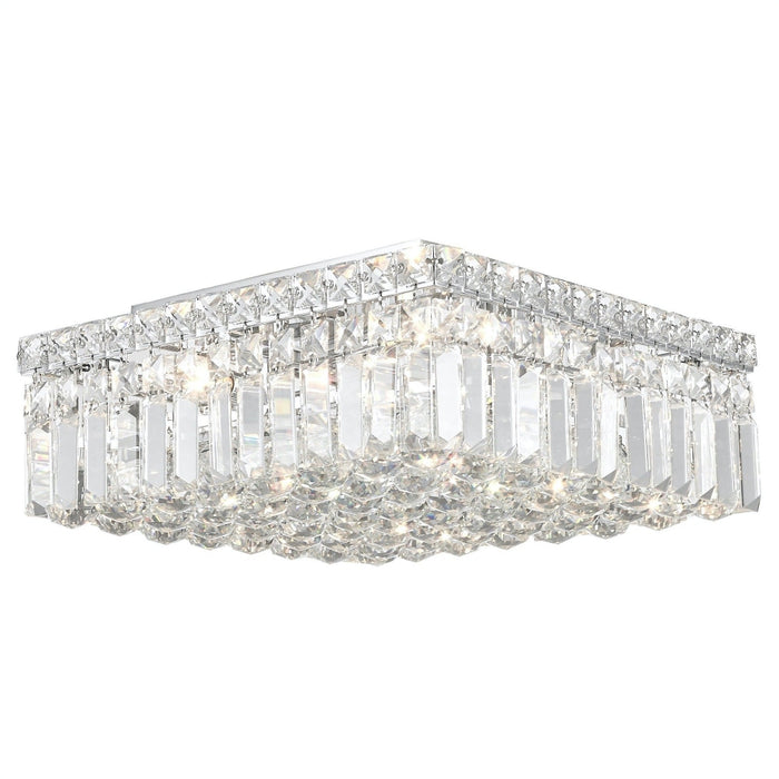 Cascade Polished Chrome Clear Crystal 4 Light Flushmount - Flushmounts