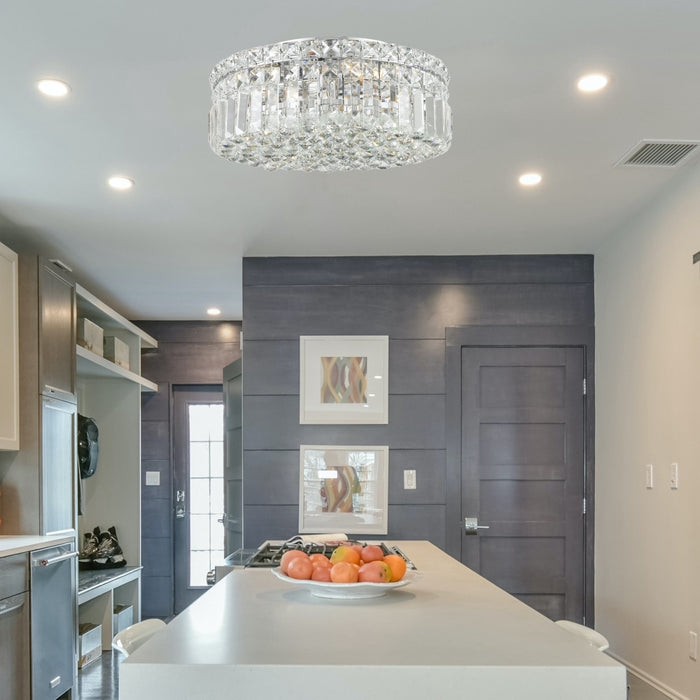 Cascade Polished Chrome Clear Crystal 4 Light Flushmount - Flushmounts