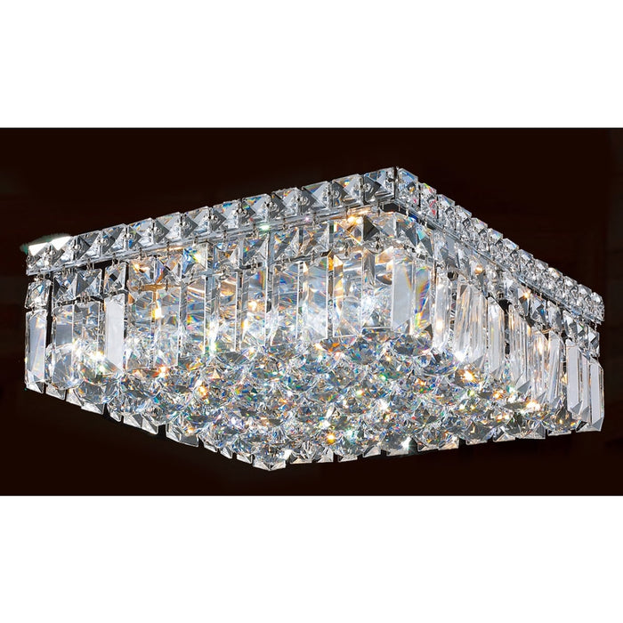Cascade Polished Chrome Clear Crystal 4 Light Flushmount - Flushmounts