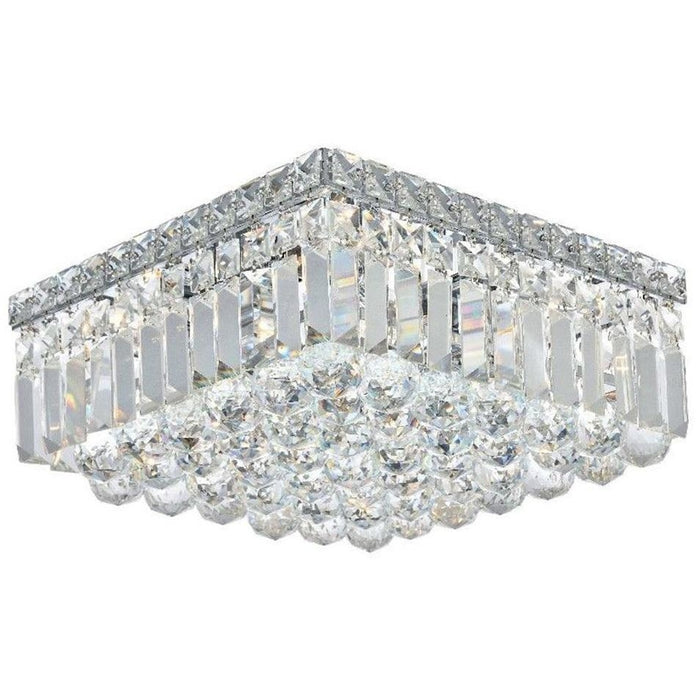 Cascade Polished Chrome Clear Crystal 4 Light Flushmount - Flushmounts