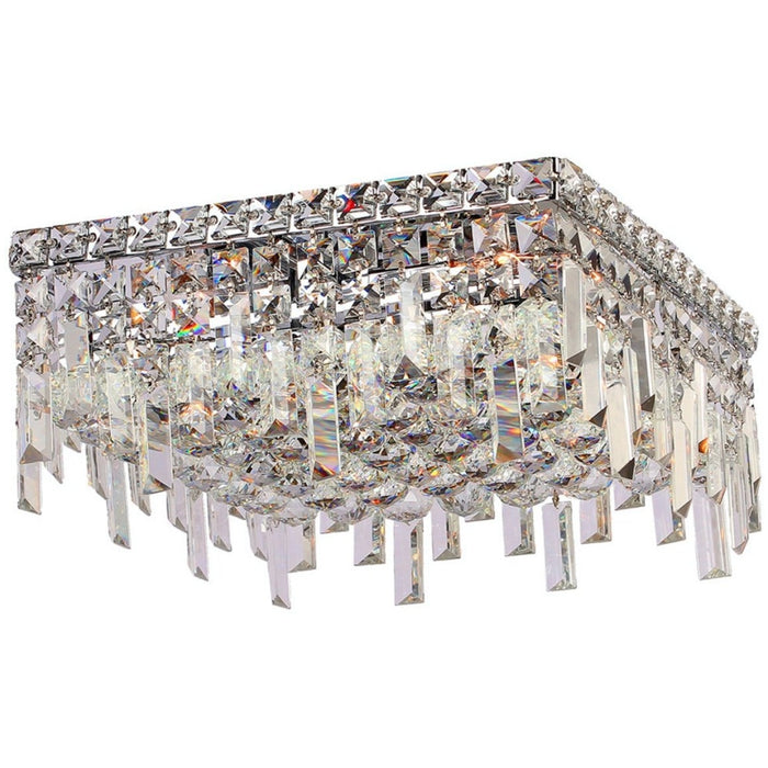 Cascade Polished Chrome Clear Crystal 4 Light Flushmount - Flushmounts