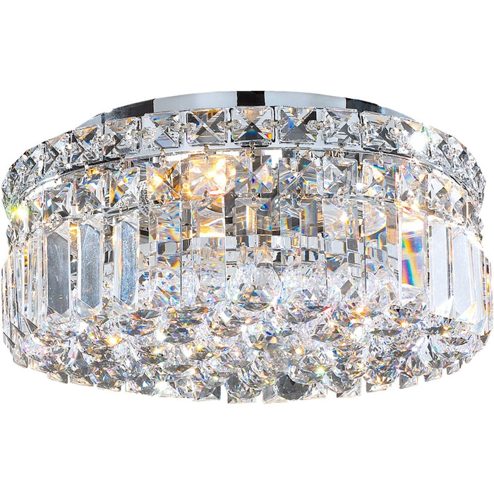 Cascade Polished Chrome Clear Crystal 4 Light Flushmount - Flushmounts