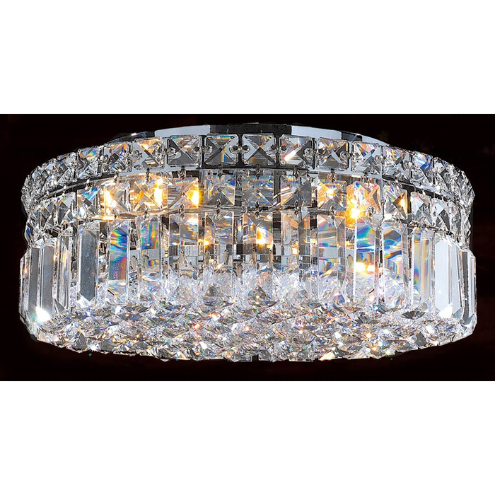 Cascade Polished Chrome Clear Crystal 4 Light Flushmount - Flushmounts