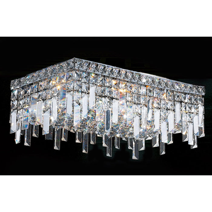 Cascade Polished Chrome Clear Crystal 4 Light Flushmount - Flushmounts