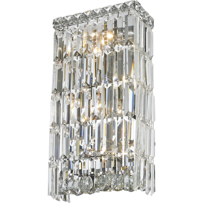 Cascade Polished Chrome Clear Crystal 4 Light Wall Sconce - Wall Sconces