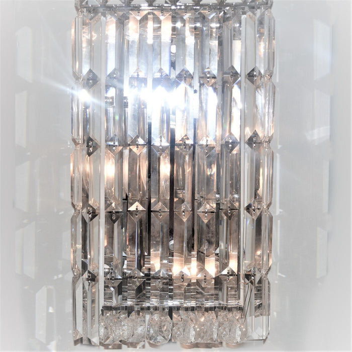 Cascade Polished Chrome Clear Crystal 4 Light Wall Sconce - Wall Sconces