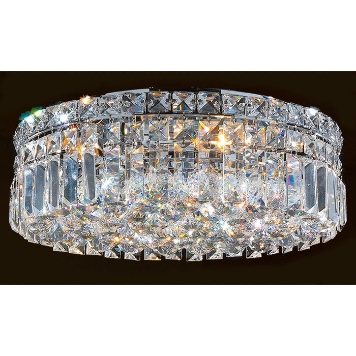 Cascade Polished Chrome Clear Crystal 5 Light Flushmount - Flushmounts
