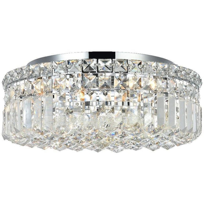 Cascade Polished Chrome Clear Crystal 5 Light Flushmount - Flushmounts