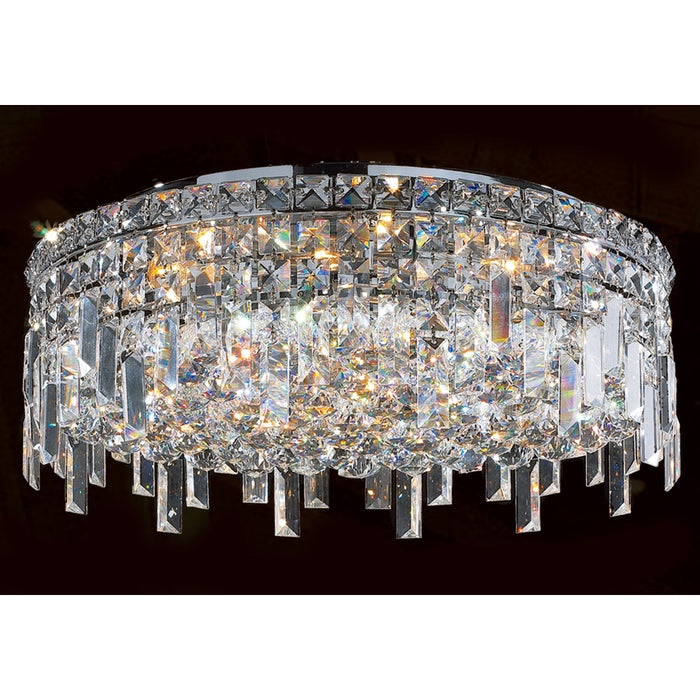 Cascade Polished Chrome Clear Crystal 6 Light Flushmount - Flushmounts