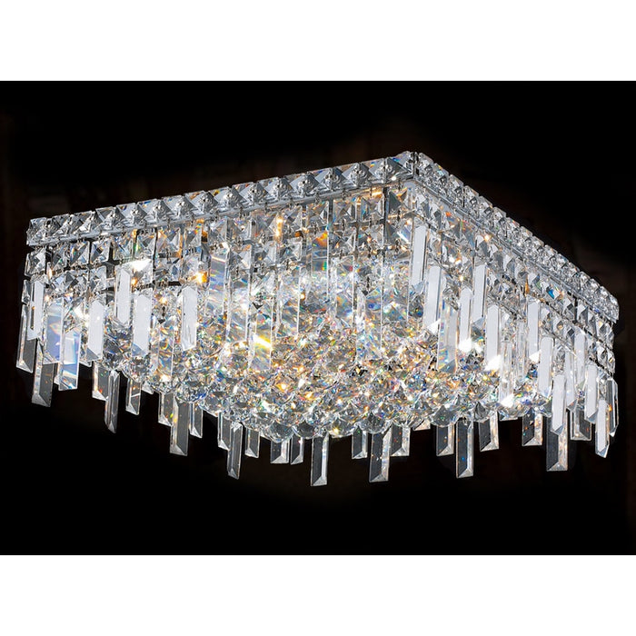 Cascade Polished Chrome Clear Crystal 6 Light Flushmount - Flushmounts