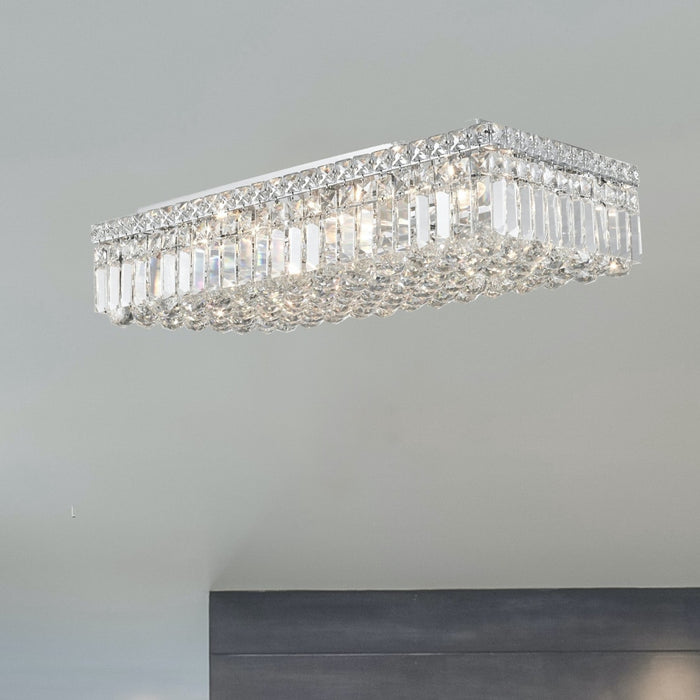 Cascade Polished Chrome Clear Crystal 6 Light Flushmount - Flushmounts